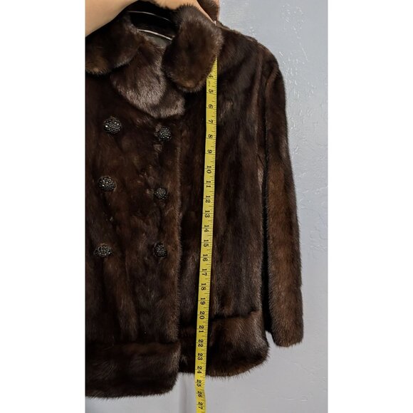 Roy H. Bjorkman Vintage Brown Mink Fur Double-Breasted Car Coat Collar pockets - Picture 9 of 16